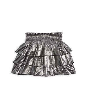 Katiejnyc Girls' Alison Tiered Ruffle Skirt - Big Kid In Metallic Silver