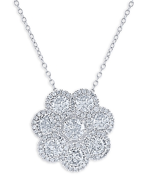 Bloomingdale's Diamond Halo Flower Pendant Necklace in 14K White Gold, 3.0 ct. t.w. - 100% Exclusive