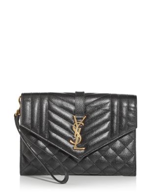 SAINT LAURENT - Envelope quilted leather clutch bag