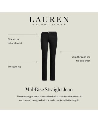 Mid Rise Straight Super Stretch Jeans in Black