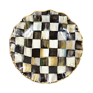 Shop Mackenzie-childs Courtly Check Fluted Dessert Plate In Black/white