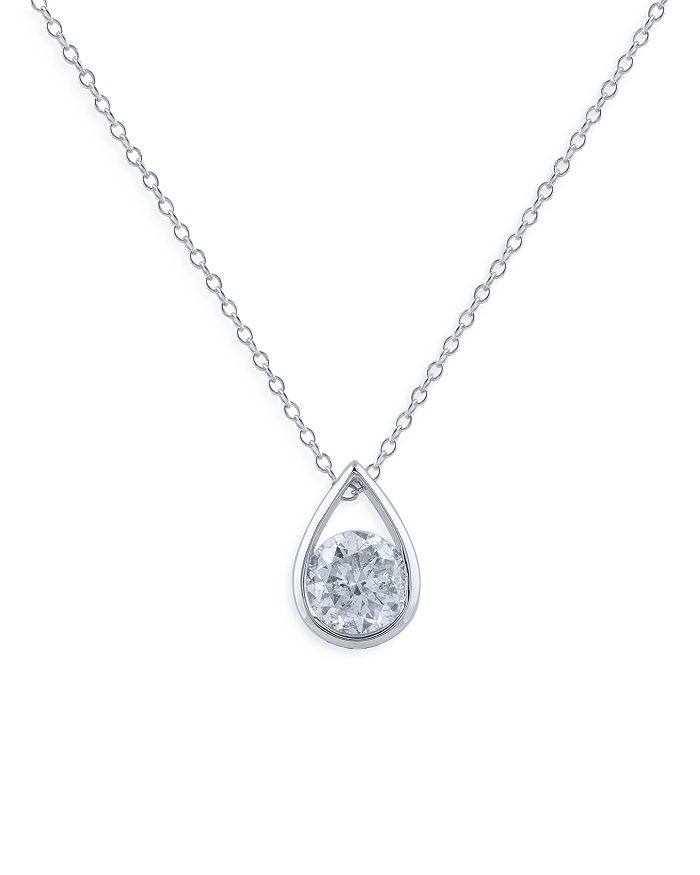 Bloomingdale's - Diamond Pear Shaped Solitaire Pendant Necklace in 14K White Gold, 1.0 ct. t.w. - 100% Exclusive