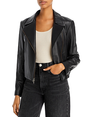 Shop Vince Classic Leather Jacket In Black