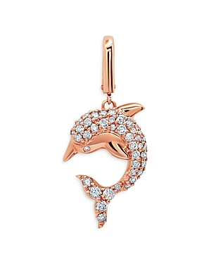 Graziela 14K Rose Gold Champagne Diamond Dolphin Pendant