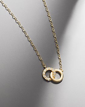 Bloomingdale's - Diamond Double Circle Pendant Necklace in 14K Yellow Gold - 100% Exclusive