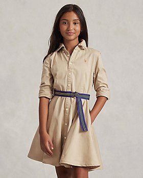 Ralph Lauren - Girls' Chino Shirt Dress with Belt - Little Kid, Big Kid