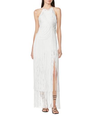 Hervé Léger - Draped Fringe Asymmetrical Gown