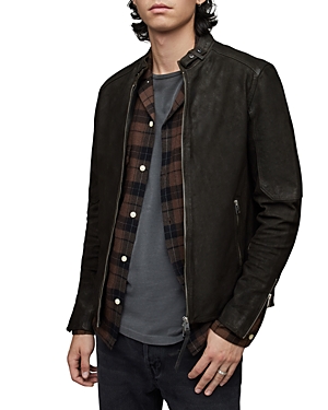 Shop Allsaints Cora Leather Jacket In Anthracite Gray