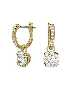 Shop Swarovski Constella Huggie Hoop Drop Earrings In Gold