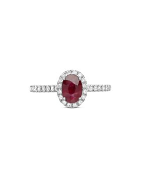 Bloomingdale's - Ruby & Diamond Halo Ring in 18K White Gold - 100% Exclusive