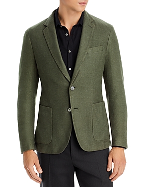 Boss Hanry Slim Fit Olive Garment Dyed Flannel Sport Coat