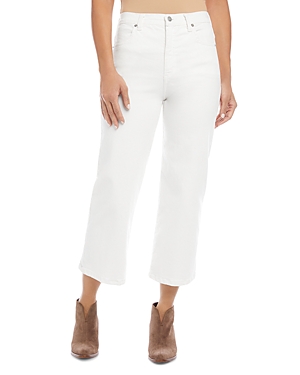 Karen Kane Brooklyn High Rise Cropped Wide Leg Jeans in Cream