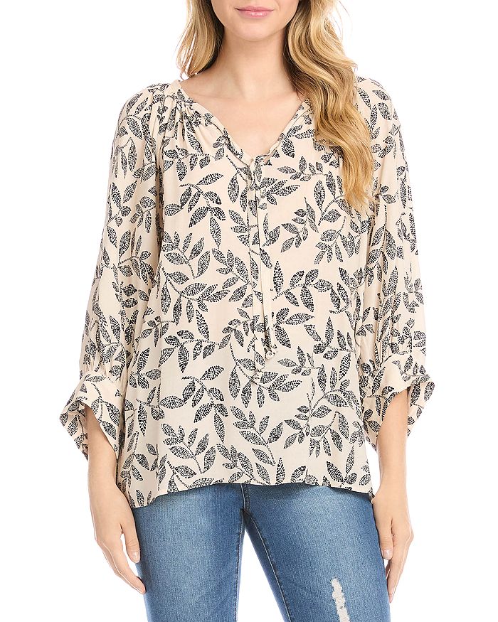 Karen Kane Floral Print Blouson Sleeve Top Gray Size XS main image 0