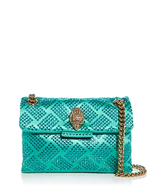 Kurt Geiger Mini Kensington Embellished Fabric Convertible Crossbody Bag In Green