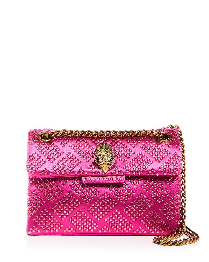 Kurt Geiger London Mini Kensington Embellished Fabric Convertible Crossbody Bag in Bright Pink