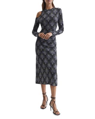 REISS Anja Metallic Jacquard Knit Dress | Bloomingdale's