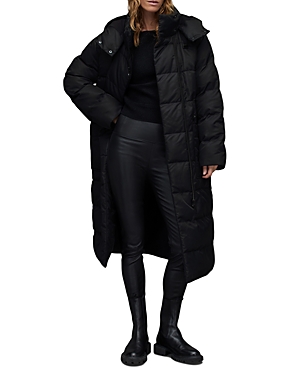 Allsaints Allana Hooded Puffer Coat In Black