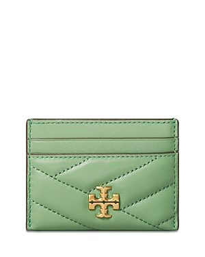 Tory Burch Kira Chevron Card Case In Patina/gold