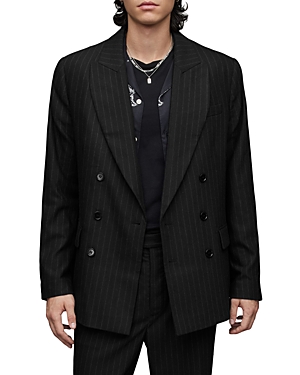 Allsaints Blues Relaxed Fit Double Breasted Jacket In Black