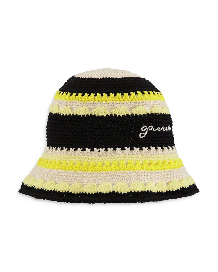 GANNI Cotton Crochet Stripe Bucket Hat | Bloomingdale's
