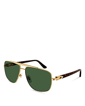 Cartier C Decor 24k Gold Plated Polarized Navigator Sunglasses, 58mm In Gold/green Polarized Solid