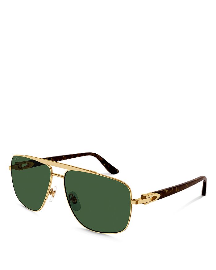 Cartier - C D&eacute;cor 24K Gold Plated Polarized Navigator Sunglasses, 58mm