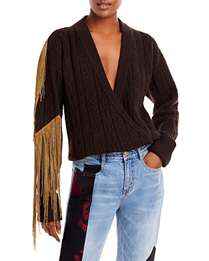 Hellessy Marvelle Faux Wrap Sweater In Chocolate