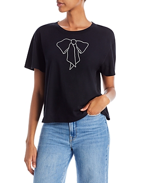 Wildfox Trompe L'oeil Bow T-shirt In Jet Black