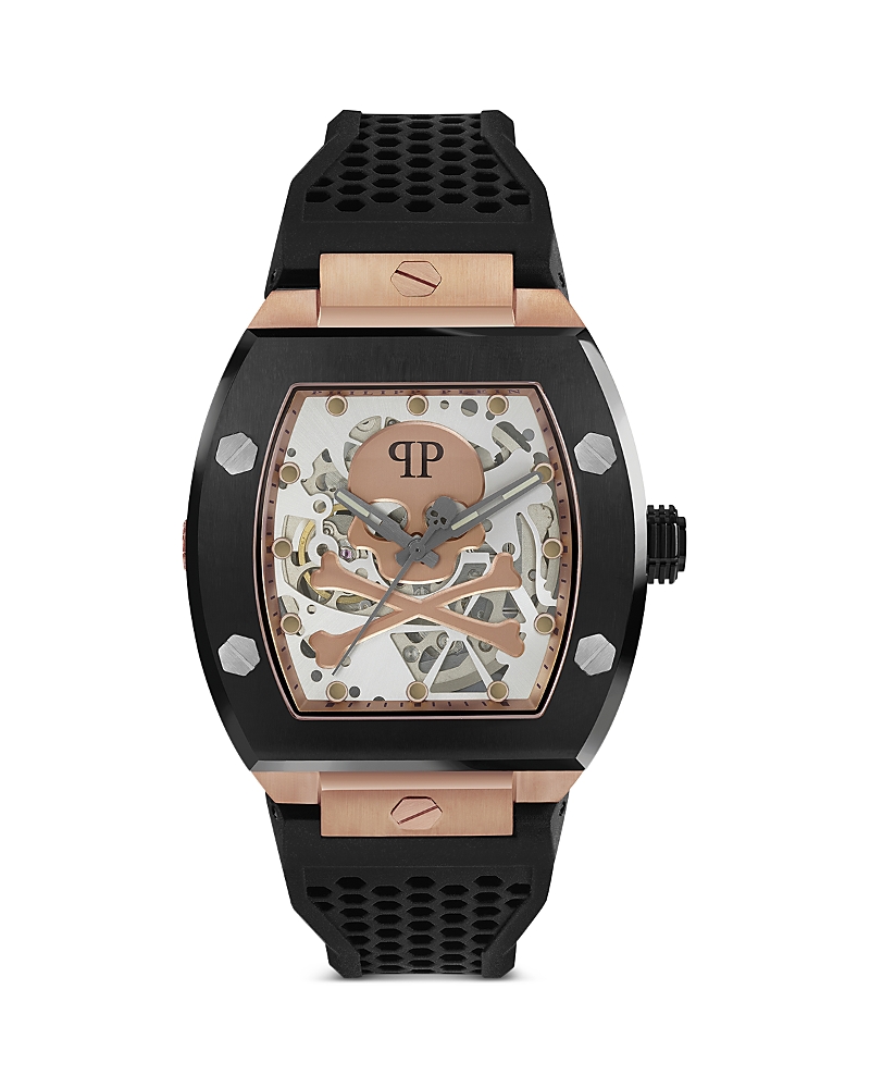 Philipp Plein Men's Automatic The $keleton Black Silicone Strap Watch 44mm In Multi/black
