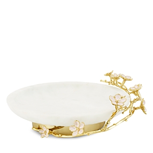 Shop Michael Aram Cherry Blossom Trinket Tray In White/gold