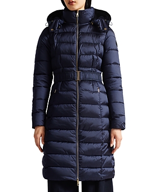 Ted Baker Aliciee Quilted Belted Coat In Navy
