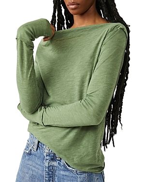 Free People Kimmi Cotton Blend Top In Green Bee