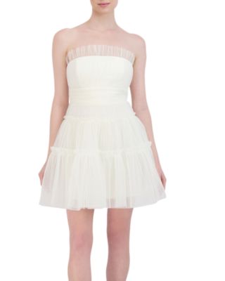 Bcbgmaxazria Strapless Tiered Tulle Mini Dress In Gardenia ModeSens