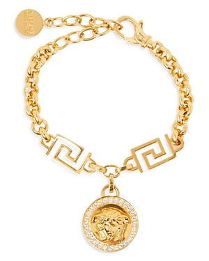 Versace Crystal Medusa Greek Key Link Bracelet