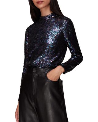 Whistles - Sequined Mock Neck Top