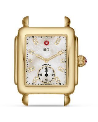 MICHELE - Deco Mid Gold Diamond Dial Watch Head, 29 x 31mm