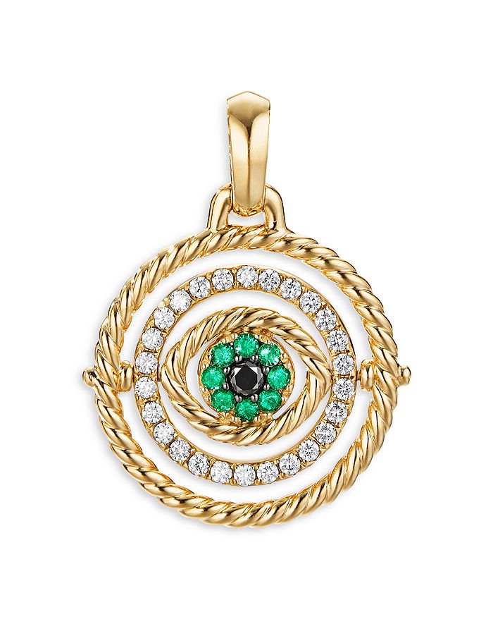 David Yurman - 18K Yellow Gold Evil Eye Mobile Amulet with Emeralds & Diamonds
