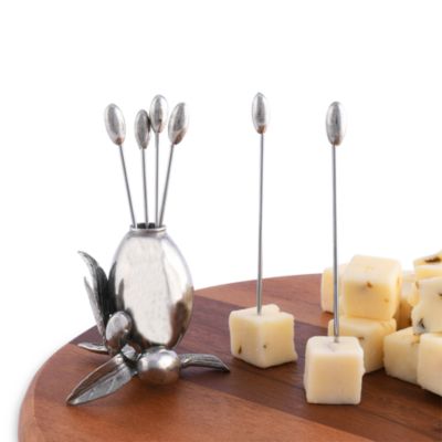 Olive Cheese Picks and Holder Set