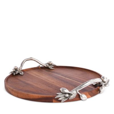 Olive Acacia Serving Tray, Round