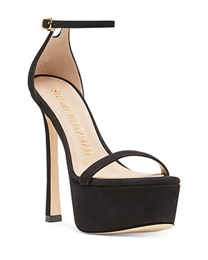 Stuart Weitzman Nudistcurve Hollywood Ankle-strap Platform Sandals In Black
