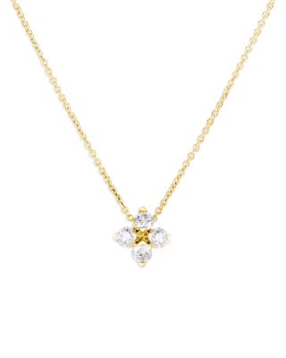 18K Yellow or White Gold Love in Verona Diamond Flower Pendant Necklace, 16-18"
