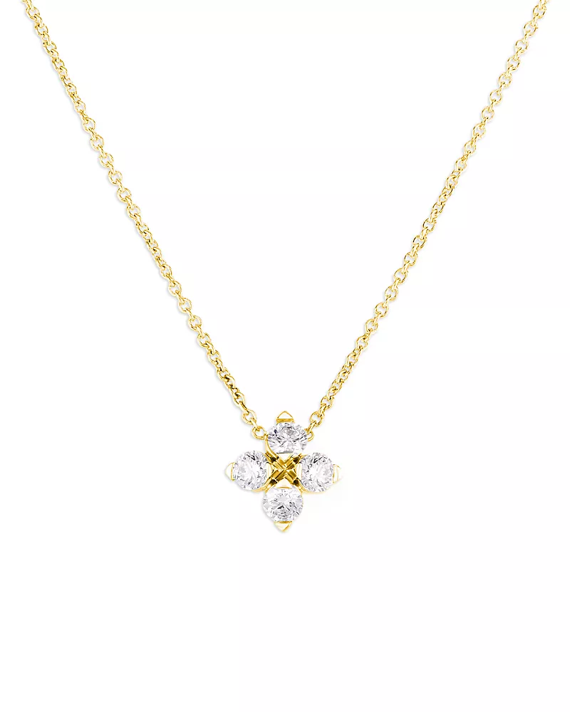 Roberto Coin 18K Yellow Gold Love in Verona Diamond Flower Pendant Necklace, 16