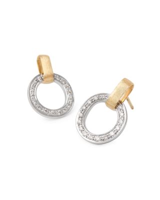 18K Yellow & White Gold Jaipur Link Diamond Flat Link Stud Earrings