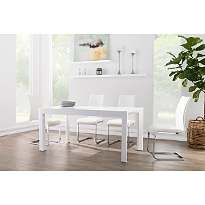 Euro Style Adara 63 Rectangle Table In White Lacquer
