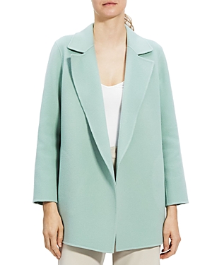 Theory Clairene Wool And Cashmere-blend Coat In Silver Mint
