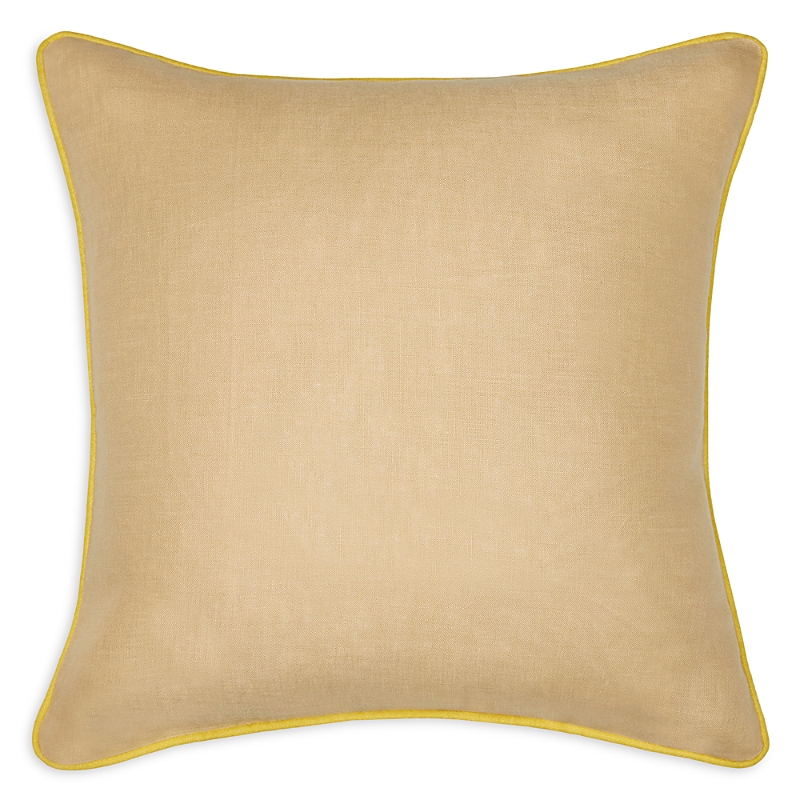 Sferra Manarola Linen Decorative Pillow In Sand/lemon