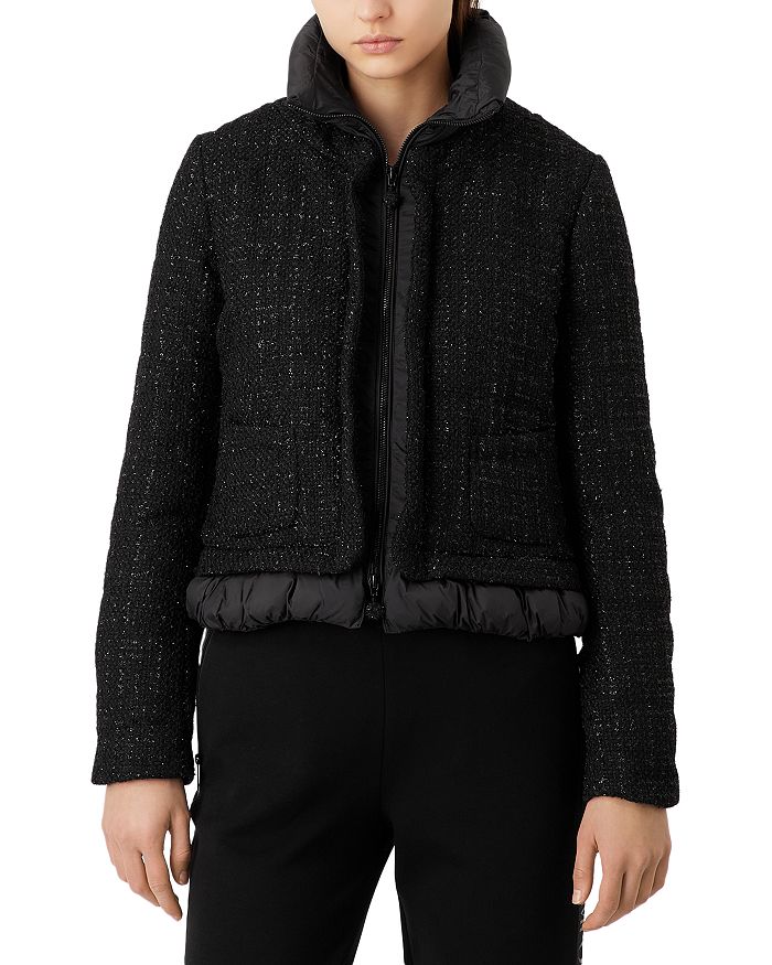 CHANEL Tweed Jacket Blazer Metallic Black Cream BOMBAY Coat Collar