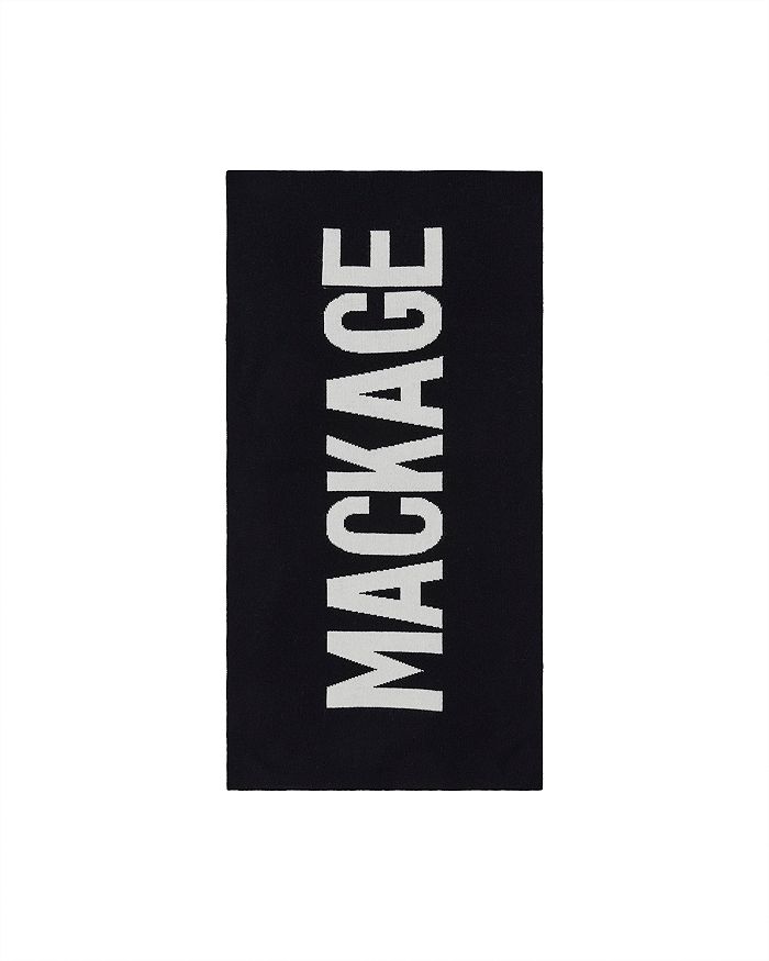 Mackage Juno Logo Intarsia Scarf (Black/White, 78 x 14 inch)