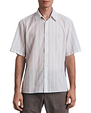 Rag & Bone Dalton Stripe Short Sleeve Button-up Shirt In Blue Stripe