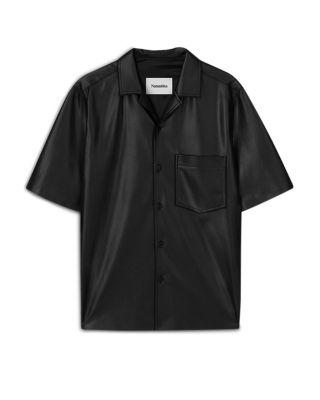 Nanushka - Bodil Faux Leather Loose Fit Button Down Camp Shirt